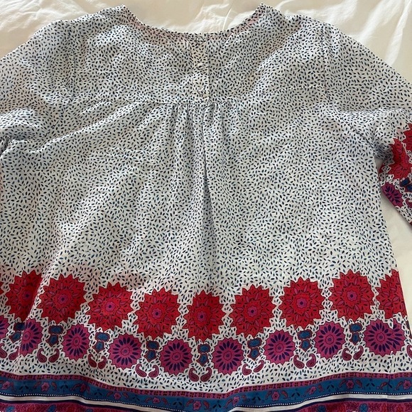 Boden Floral Border 3/4 Sleeve Sz 10 Lightweight Hippie Peasant Boho Blouse - Picture 8 of 11